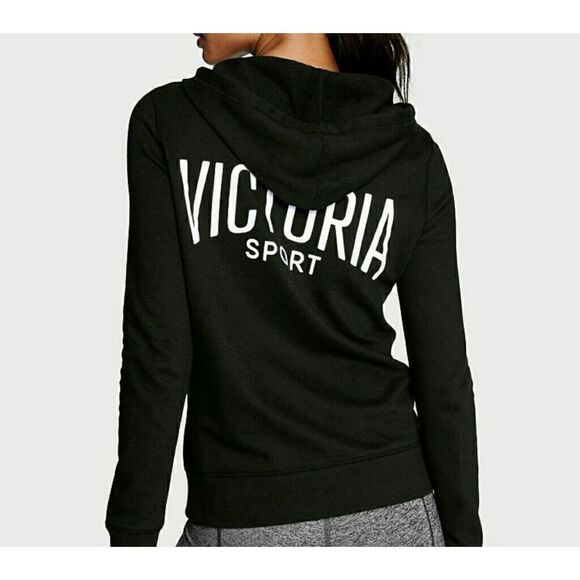 Victoria’s Secret Tops - Victoria’s Secret sport zip up hoodie black￼